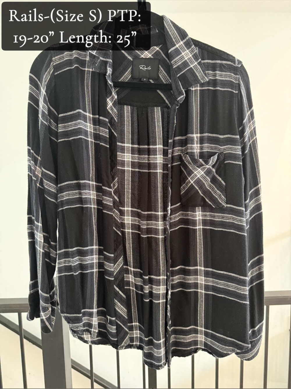 Rails Men Black and White Plaid Button-Down Shirt